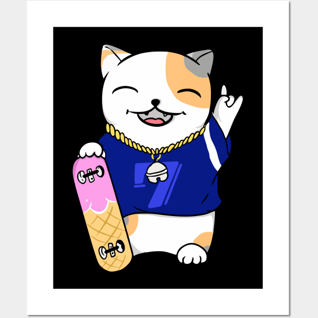 lucky skateboarding Wall Art by luckycatbunny